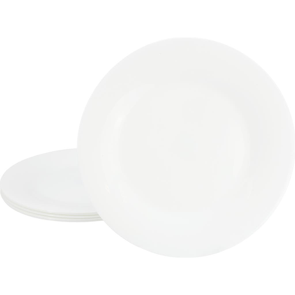 Gibson Ultra White Shadow 6 Piece 10 Inch Opal Glass Dinner Plate Set