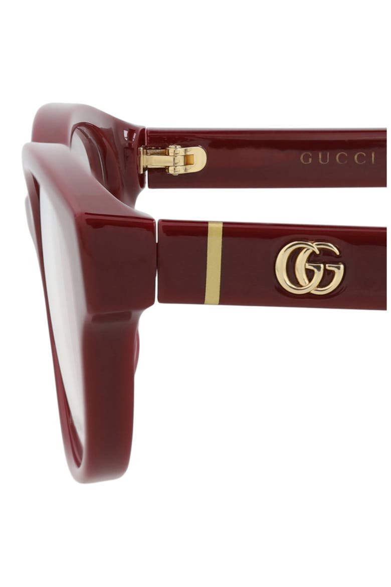 53mm Rectangular Optical Glasses, Alternate, color, BURGUNDY BURGUNDY TRANSPARENT