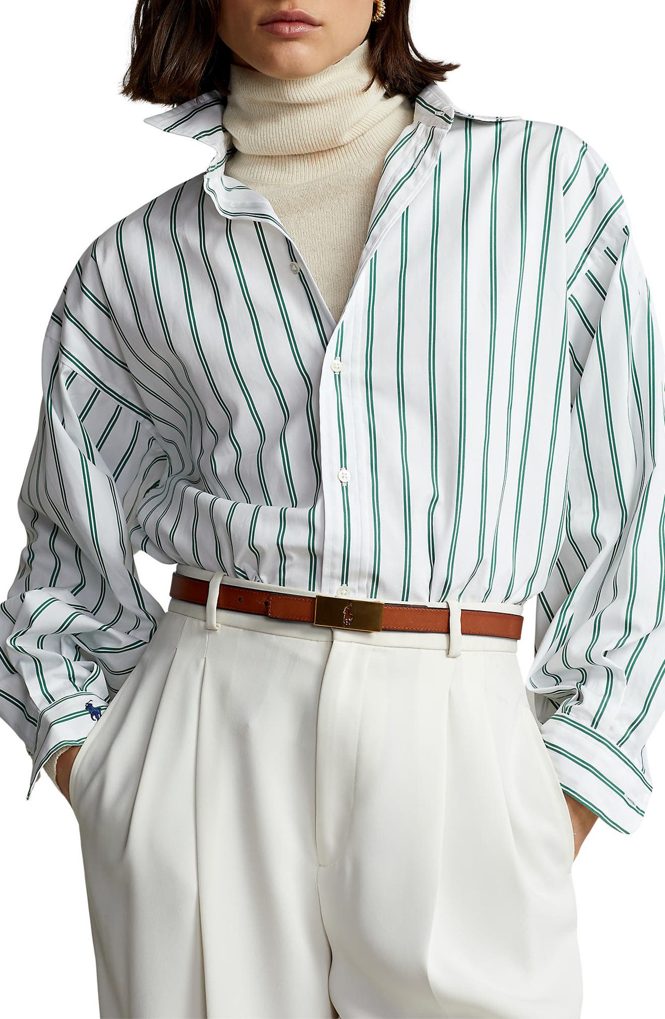 Polo Ralph Lauren Stripe Cotton Button-Up Shirt (Women) | Nordstrom