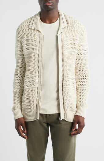 Zip Front Crochet Knit Sweater