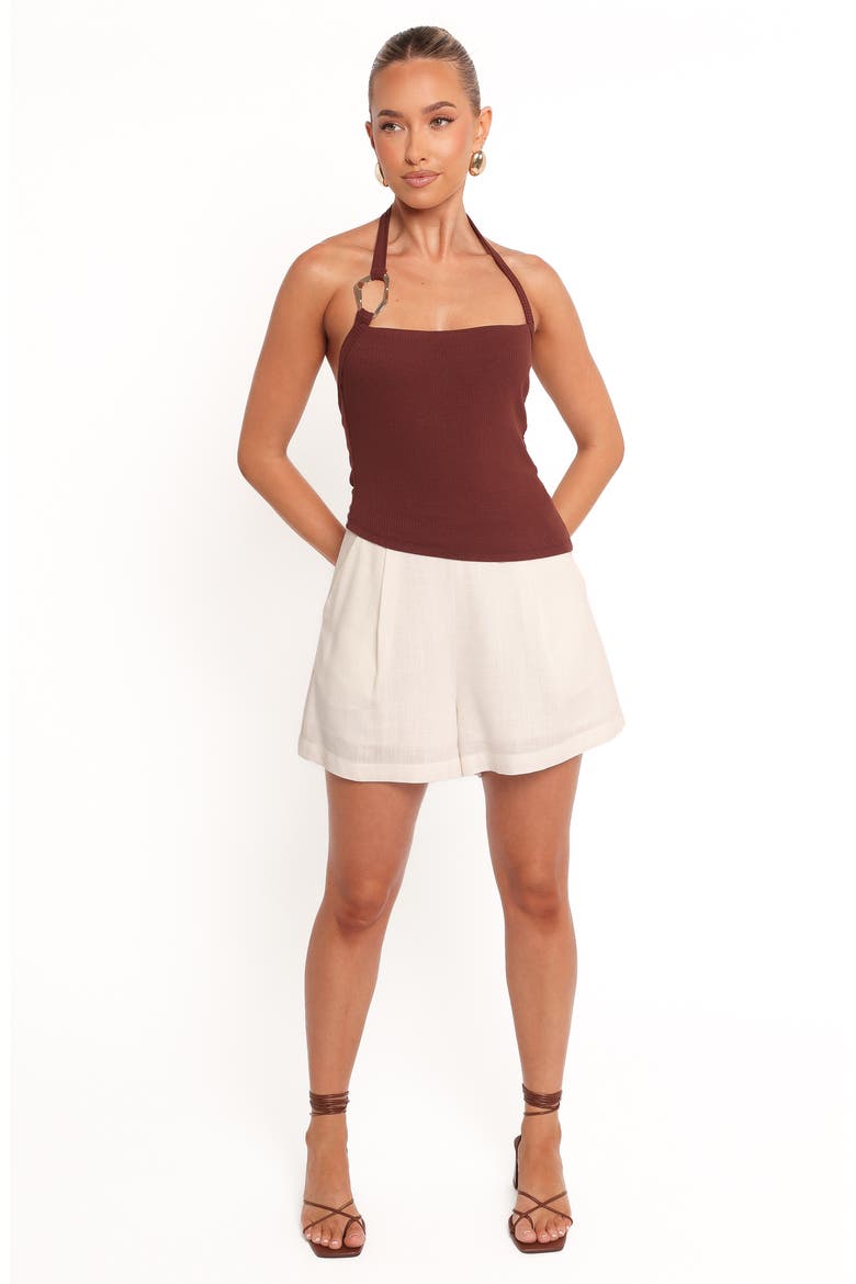 Yulissa Asymmetric Rib Halter Top, Alternate, color, CHOCOLATE BROWN