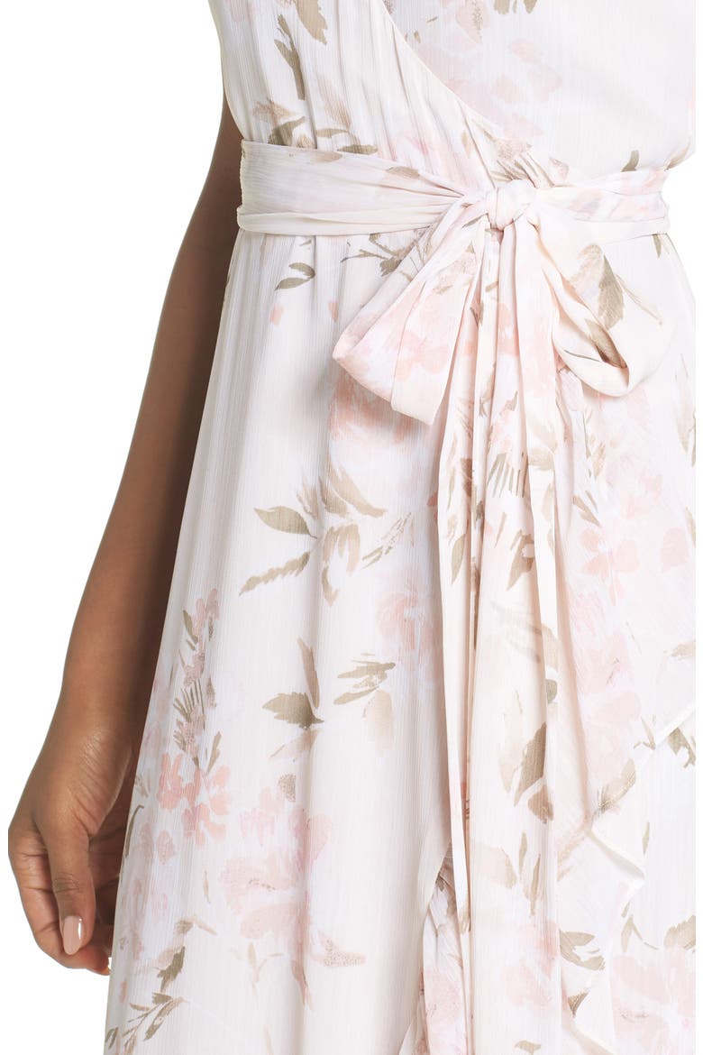 The Natasha Floral Wrap Maxi Dress, Alternate, color, BLUSH BOUQUET PRINT