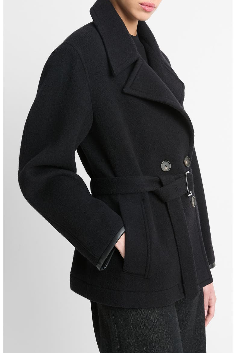 Lofty Wool Blend Belted Jacket, Alternate, color, BLACK