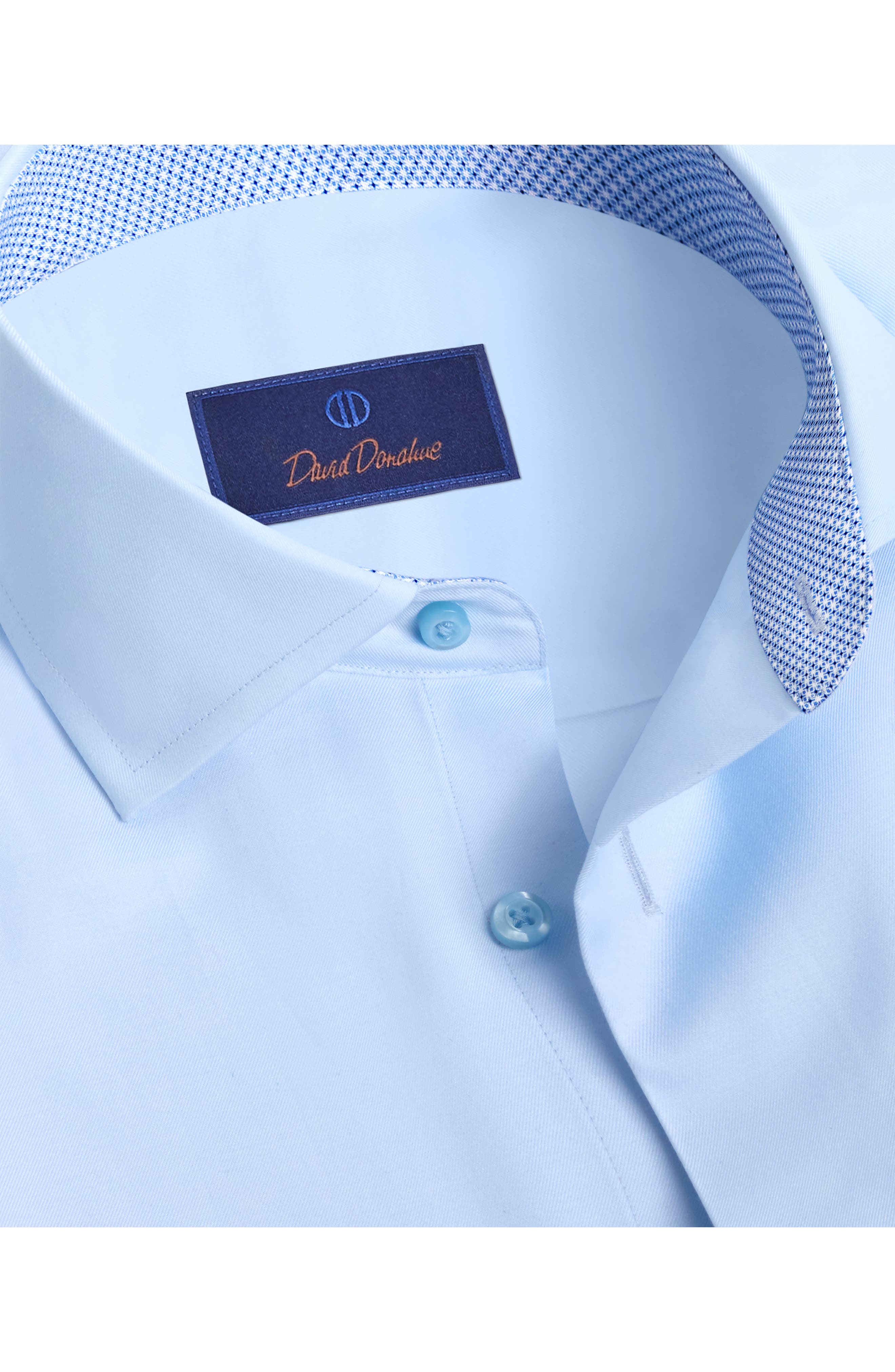 Trim Fit Sky Blue Cotton Twill Dress Shirt - image 2