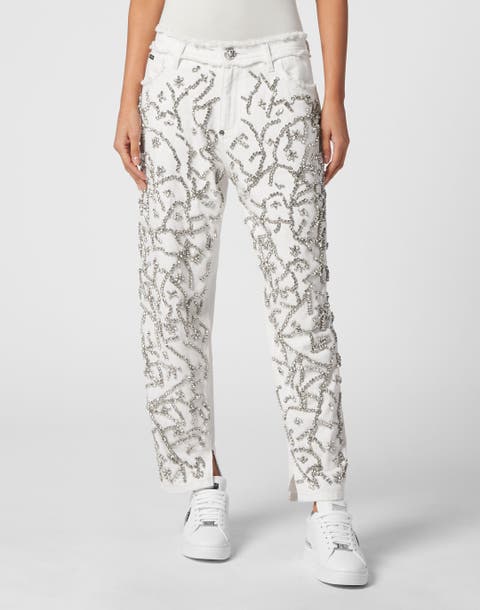 Denim Trousers Mom Fit Crystal Women