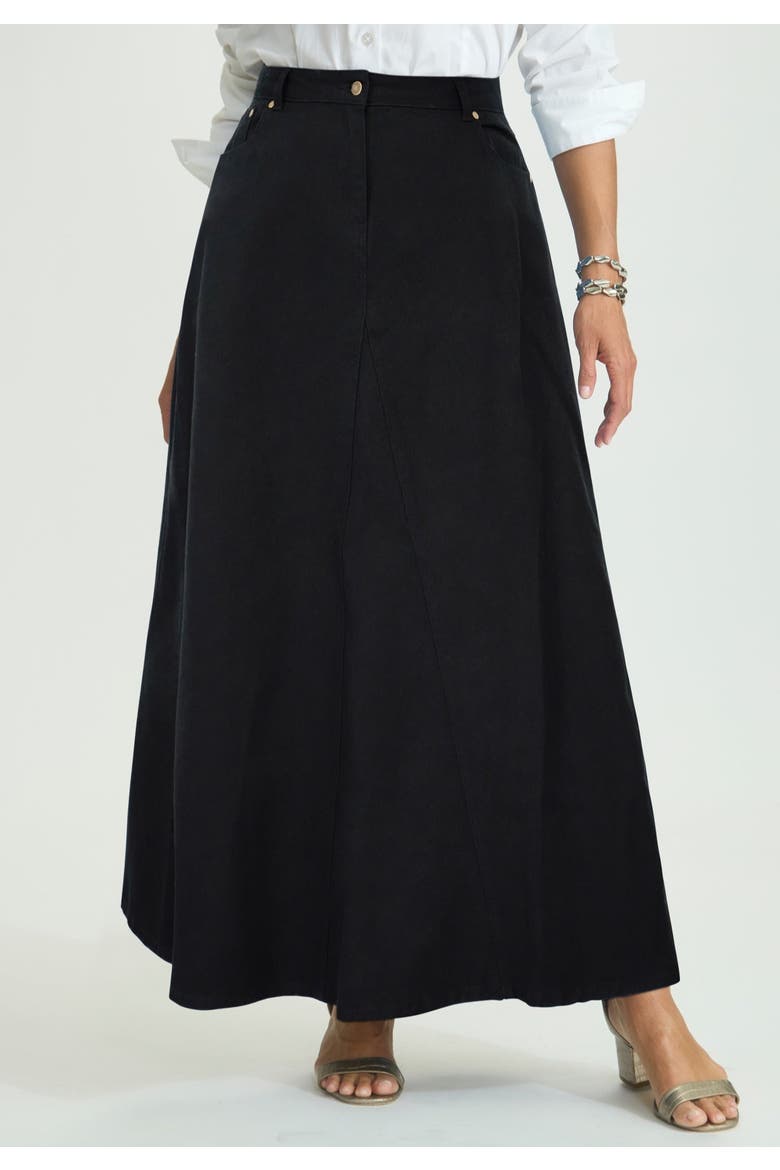 Denim Inset Maxi Skirt, Alternate, color, BLACK