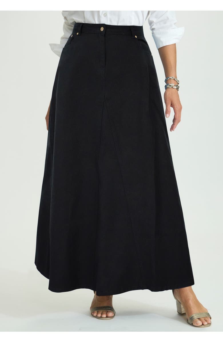 Jessica London Denim Inset Maxi Skirt, Alternate, color, Black