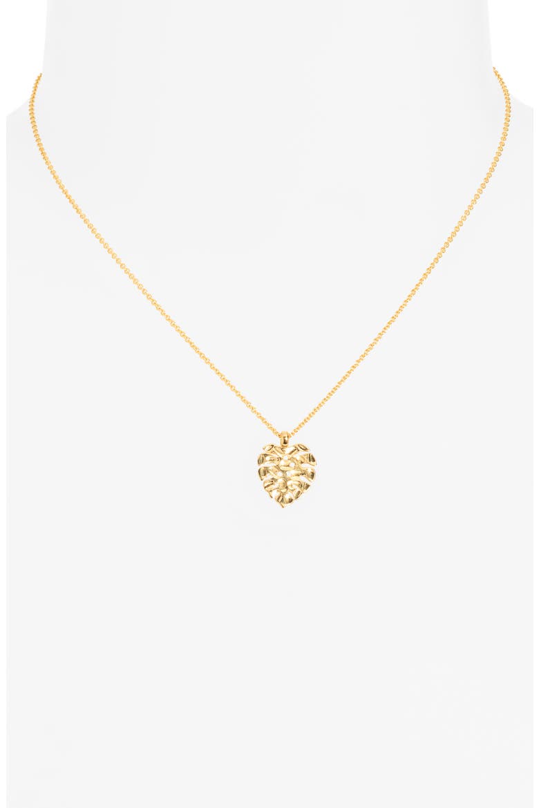Manini Monstera Leaf Pendant Necklace, Alternate, color, GOLD