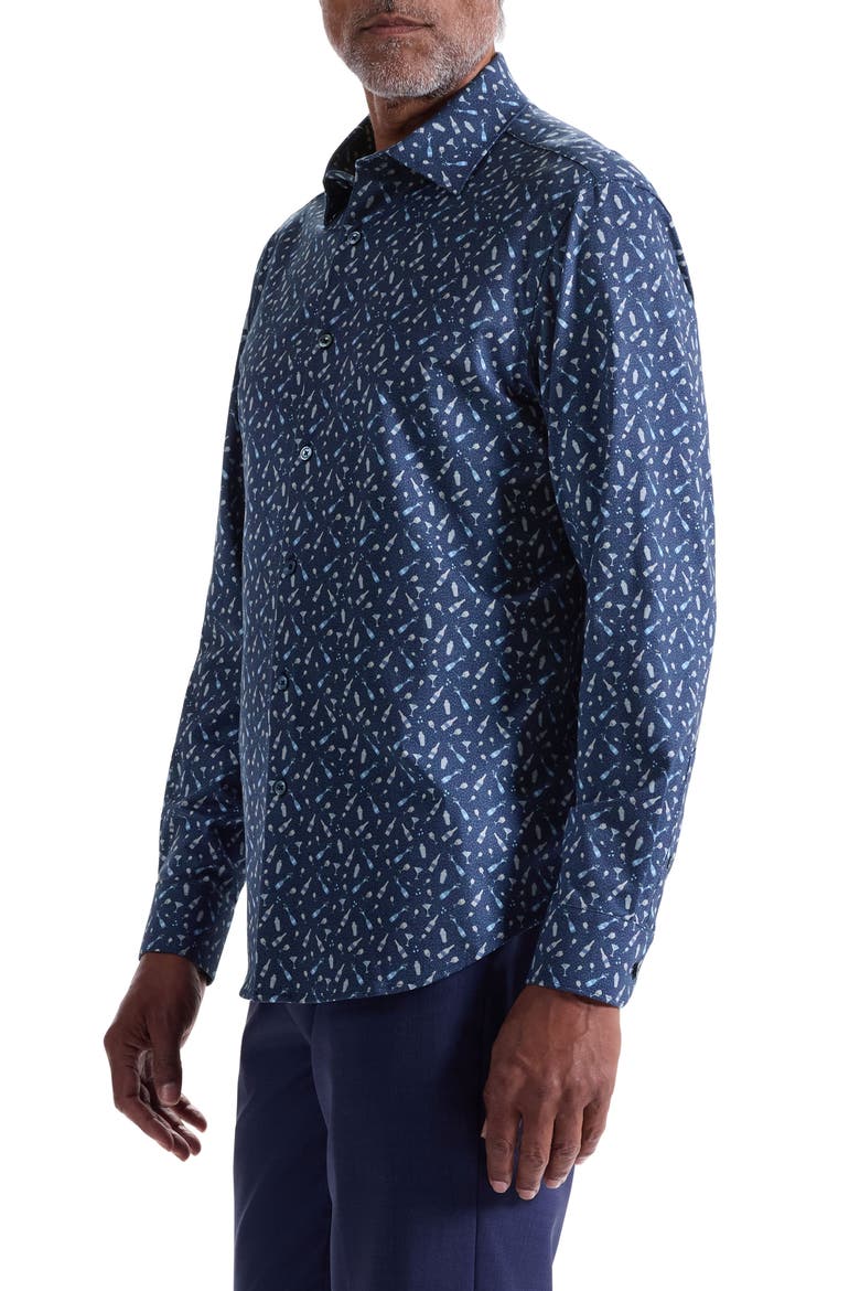 James OoohCotton® Cocktail Print Button-Up Shirt, Alternate, color, NAVY