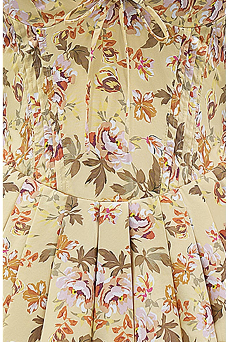 Imani Floral Print Pleated Cotton Minidress, Alternate, color, SUNBLEACHED