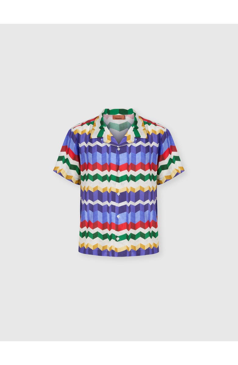 UM Bowling Shirt In Viscose With 3d Zigzag Print, Main, color, Multicoloured