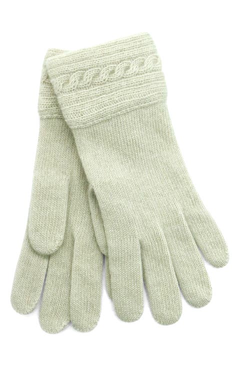 Cable Knit Cuff Cashmere Gloves