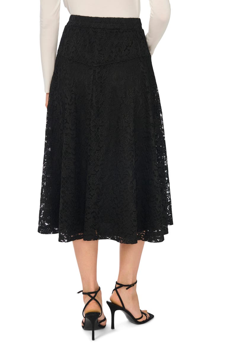 Lace Godet Midi Skirt, Alternate, color, RICH BLACK