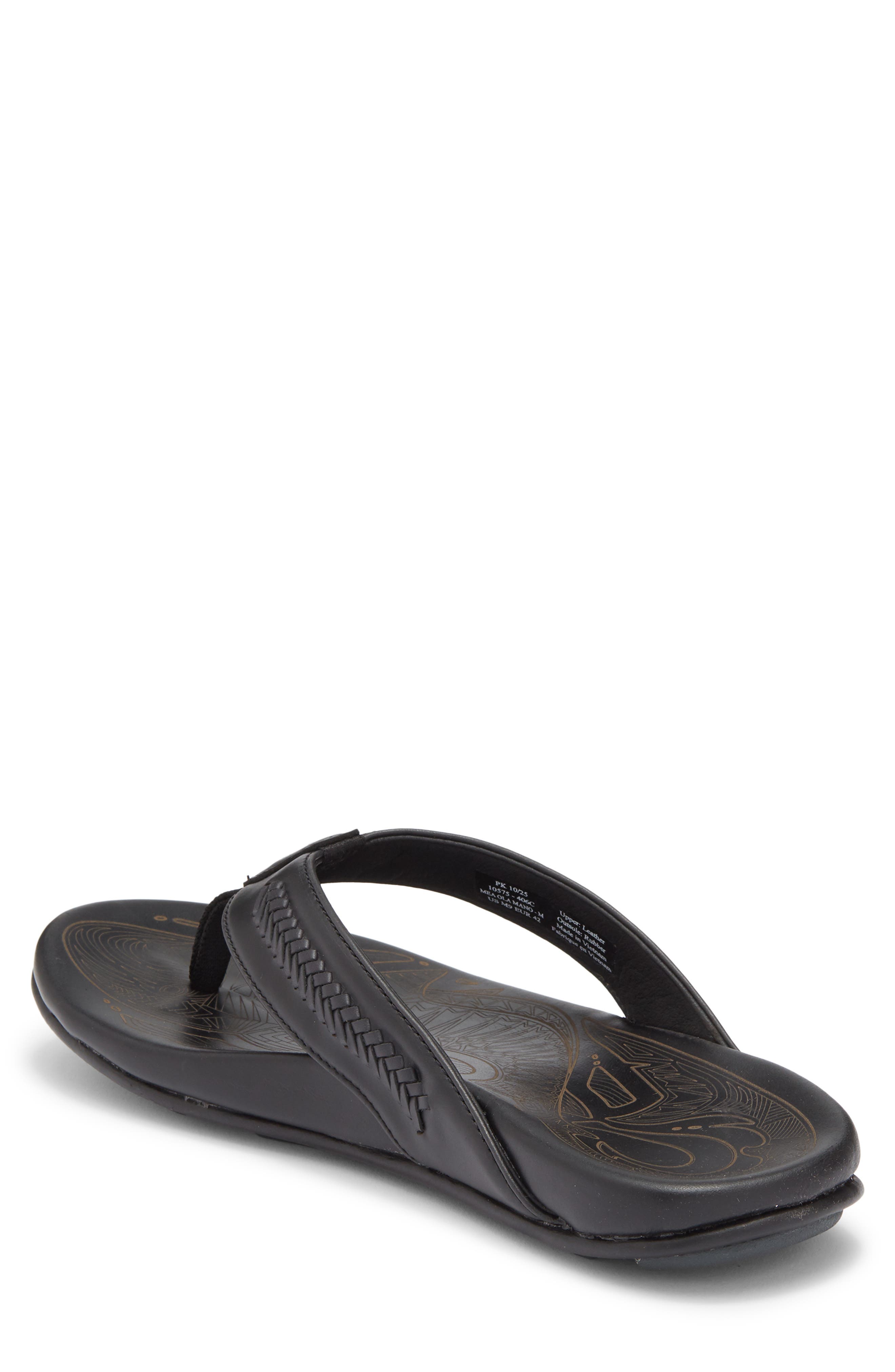 OluKai Mea Ola Mano Sandal, Alternate, color, Black / Dark Shadow