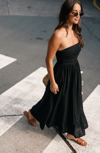 Kayt Strapless Linen Blend Maxi Sundress