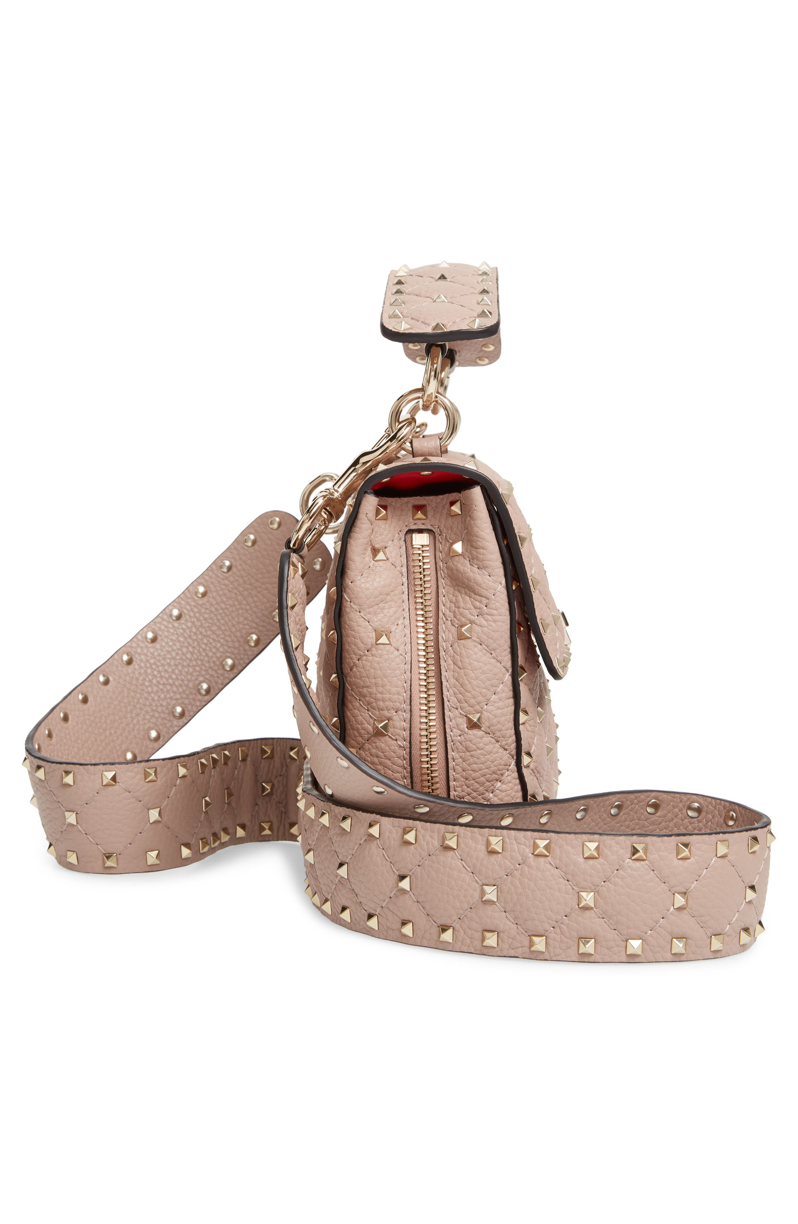 Valentino Garavani Spike Up Matelassé Calfskin Leather Shoulder Bag, Alternate, color, 