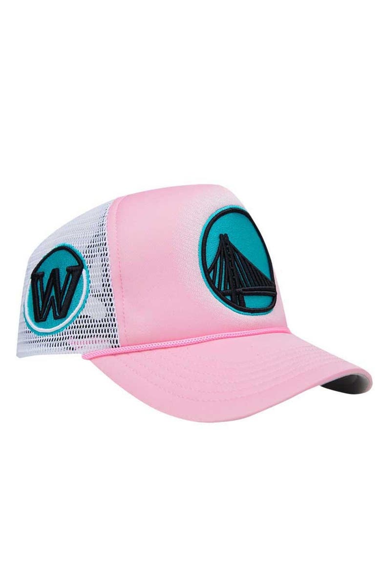 PRO STANDARD Men's Pro Standard  Pink Golden State Warriors Washed Neon Foam Trucker Snapback Hat, Alternate, color, 