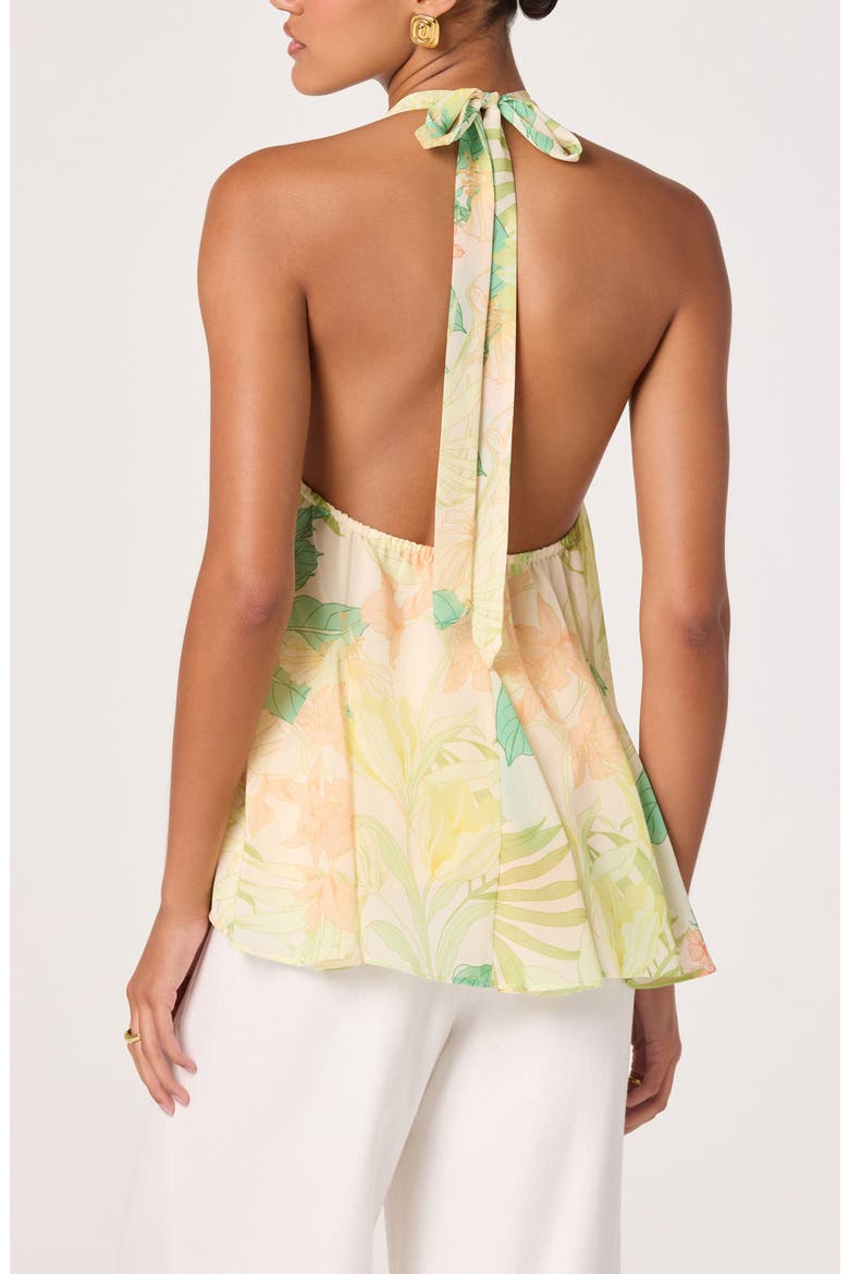 Belen Floral Print Halter Top, Alternate, color, GREEN PEACH TROPICAL