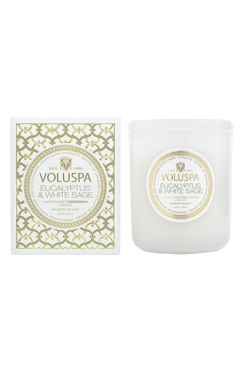 Voluspa Eucalyptus & White Sage Boxed Classic Candle, Main, color, Eucalyptus