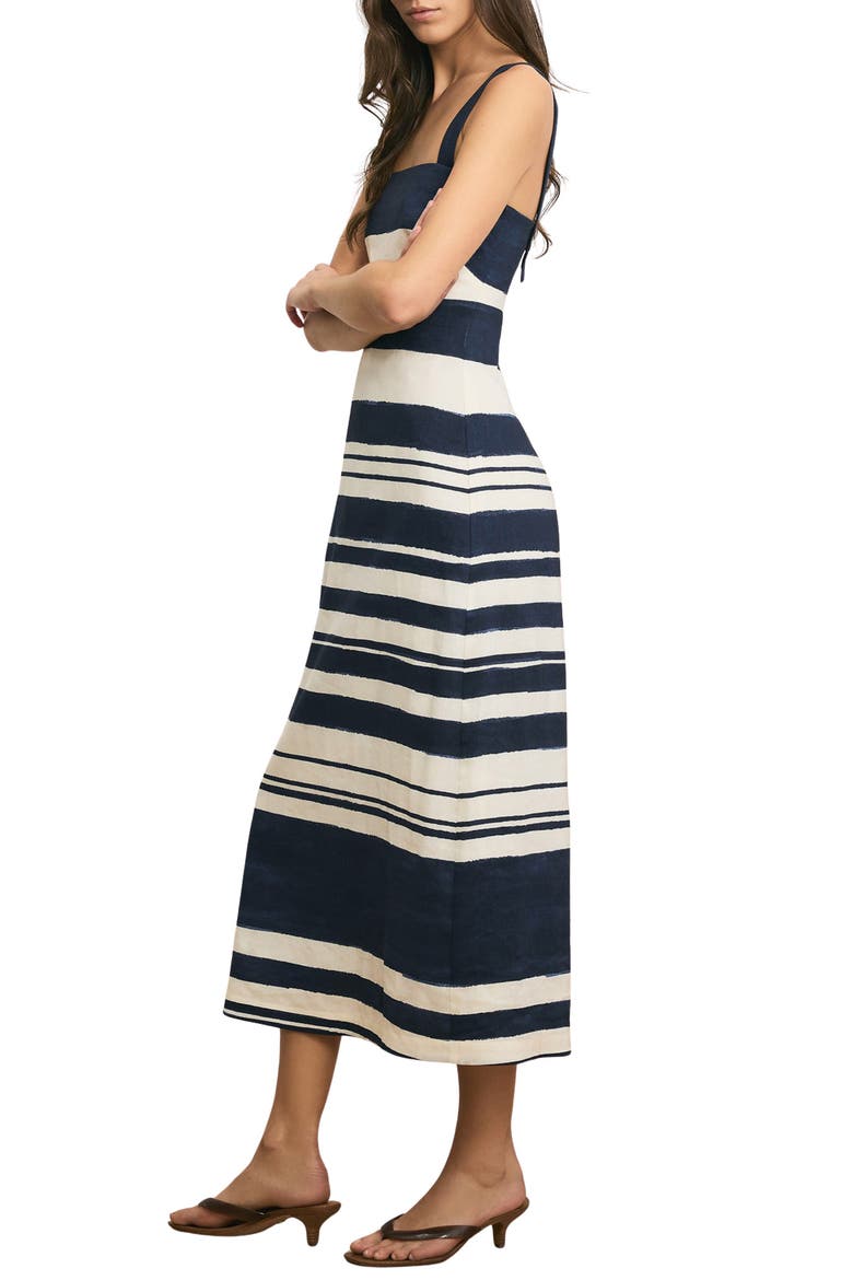 Ella Stripe Sleeveless Midi Dress, Alternate, color, NAVY DOVE