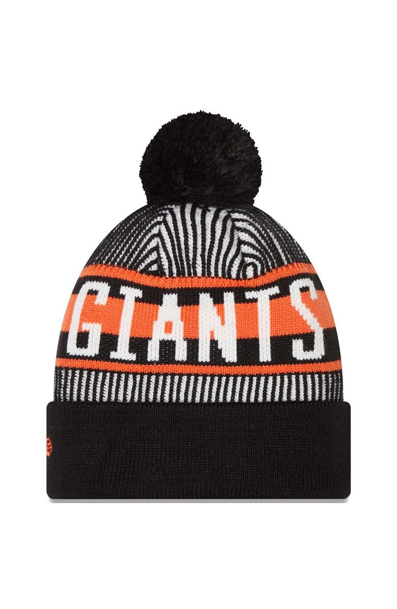 New Era Men's New Era Black San Francisco Giants Striped Cuffed Knit Hat with Pom, Alternate, color, Black