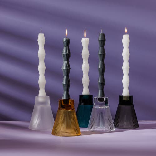 Ozaiz Zai Geometric Pillar Candle In Gray