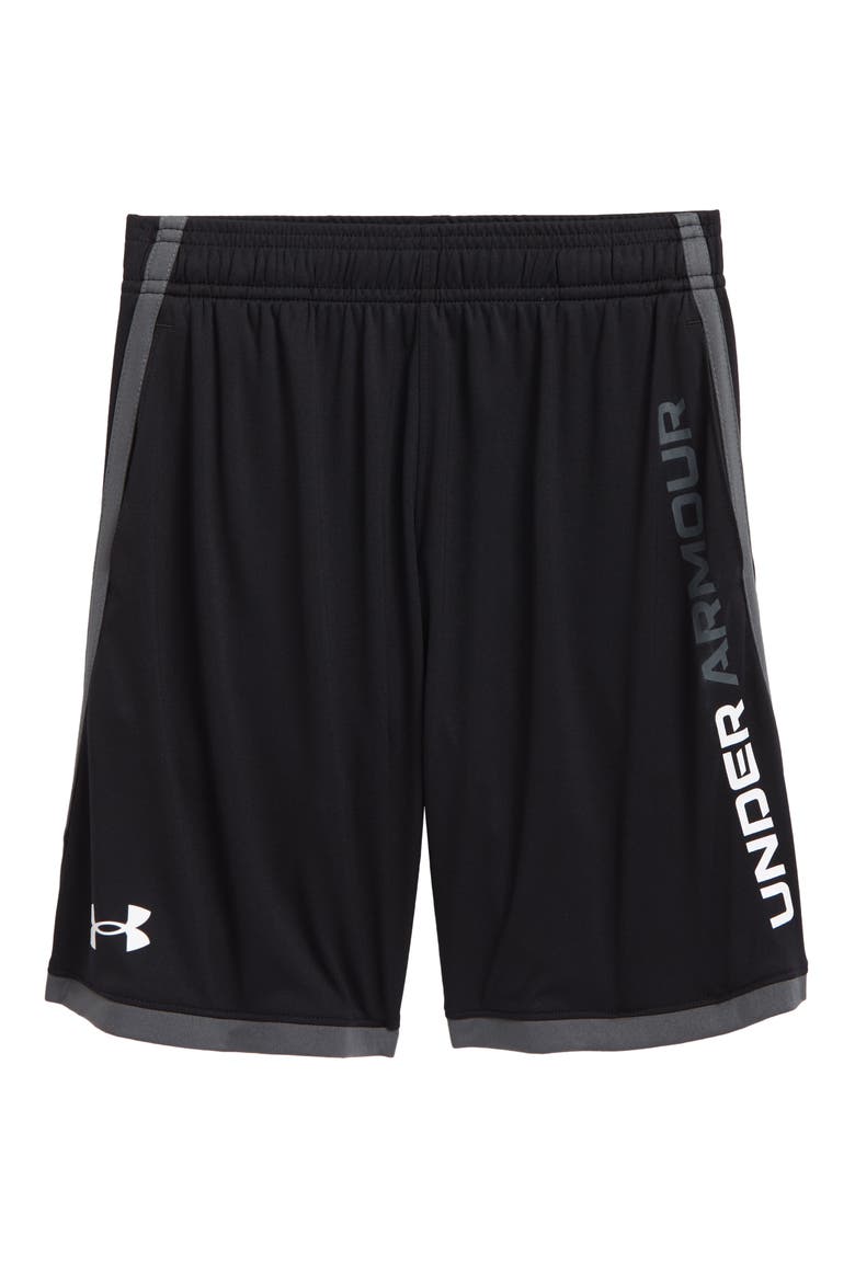 Kids' UA Stunt 3.0 Performance Athletic Shorts, Main, color, BLACK / PITCH GRAY / WHITE