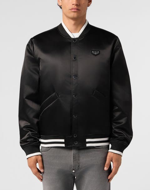 Satin College Bomber Plein Logo Men