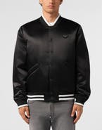 PHILIPP PLEIN Satin College Bomber Plein Logo Men