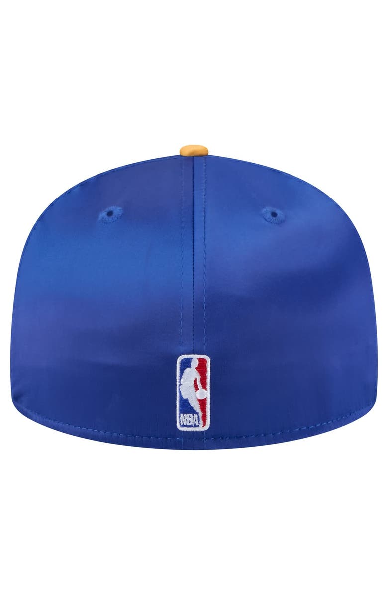 New Era Men's New Era Royal/Gold Golden State Warriors Throwback Satin Vintage Pin Two-Tone 59FIFTY Fitted Hat, Alternate, color, Royal