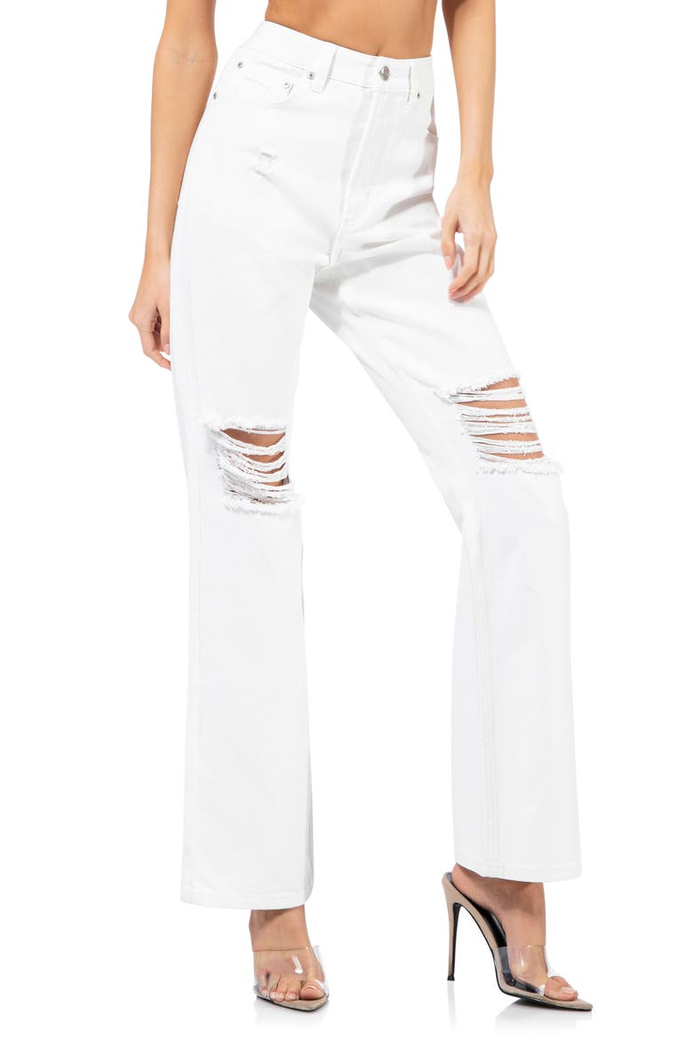 Oden Ripped High Waist Wide Leg Jeans, Main, color, BRIGHT WHITE