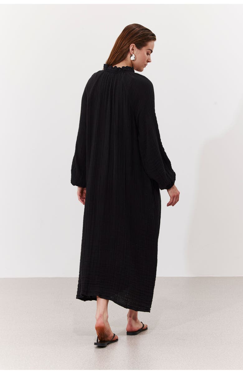 Gottex Beach Life Cloudshore Ruffle Collar Dress Cover-Up, Alternate, color, Black