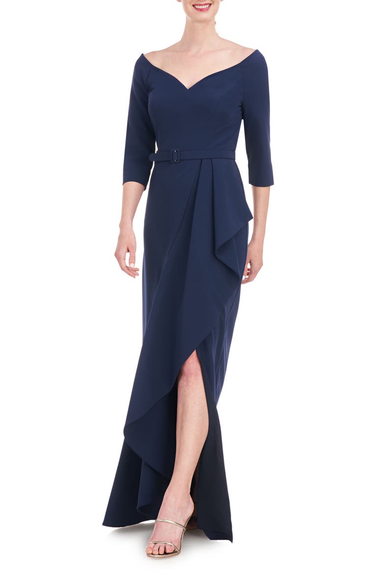 Isolde Column Gown, Alternate, color, DARK MIDNIGHT