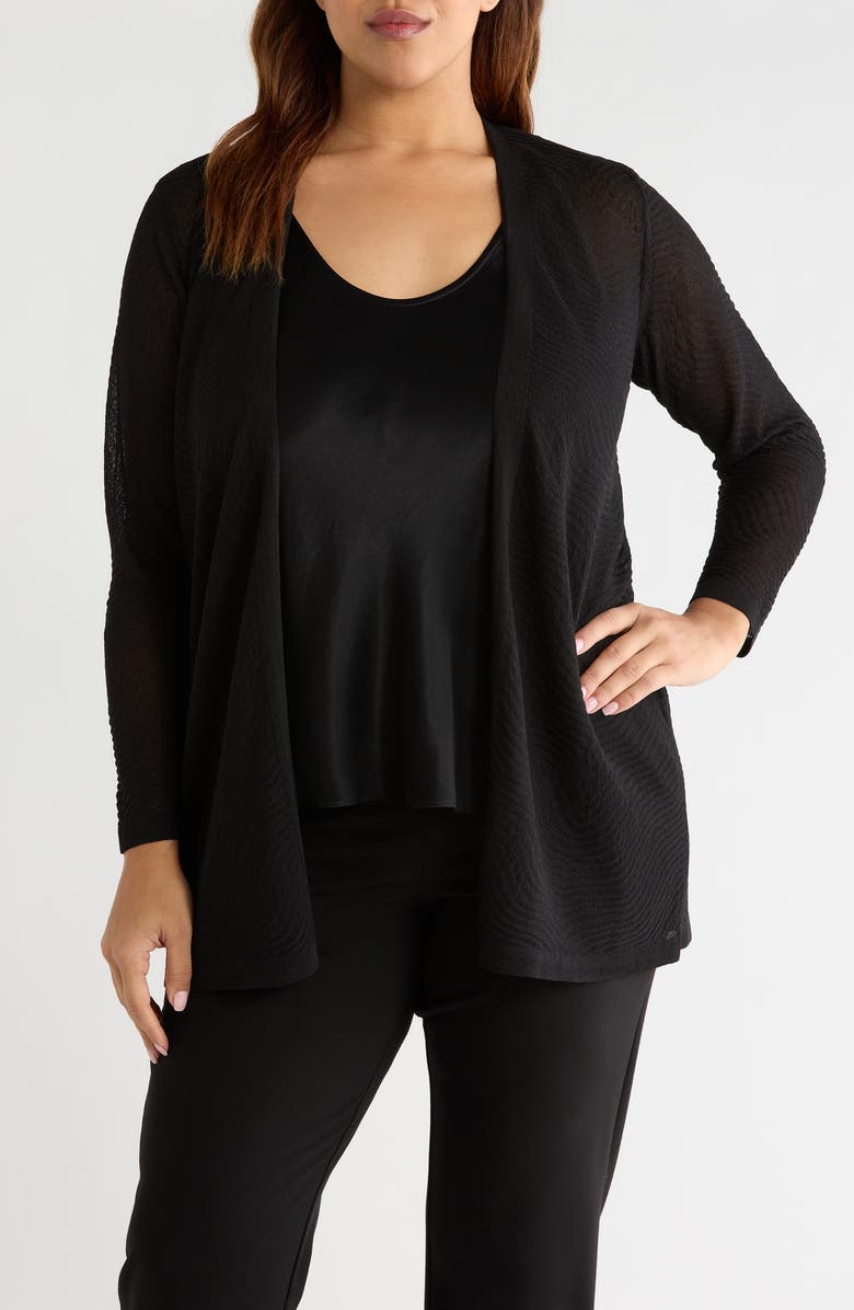 Anne Klein Open Front Cardigan, Main, color, Anne Black