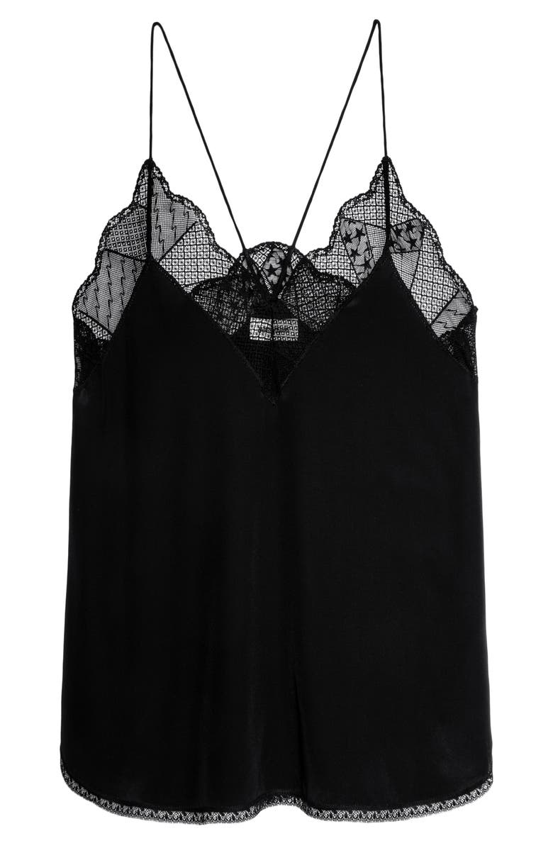 Zadig & Voltaire Christy Lace Racerback Silk Camisole, Alternate, color,