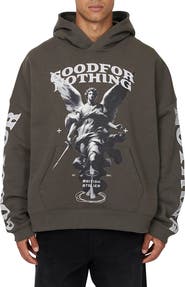 Good For Nothing Boxy Washed Statue Print Hoodie