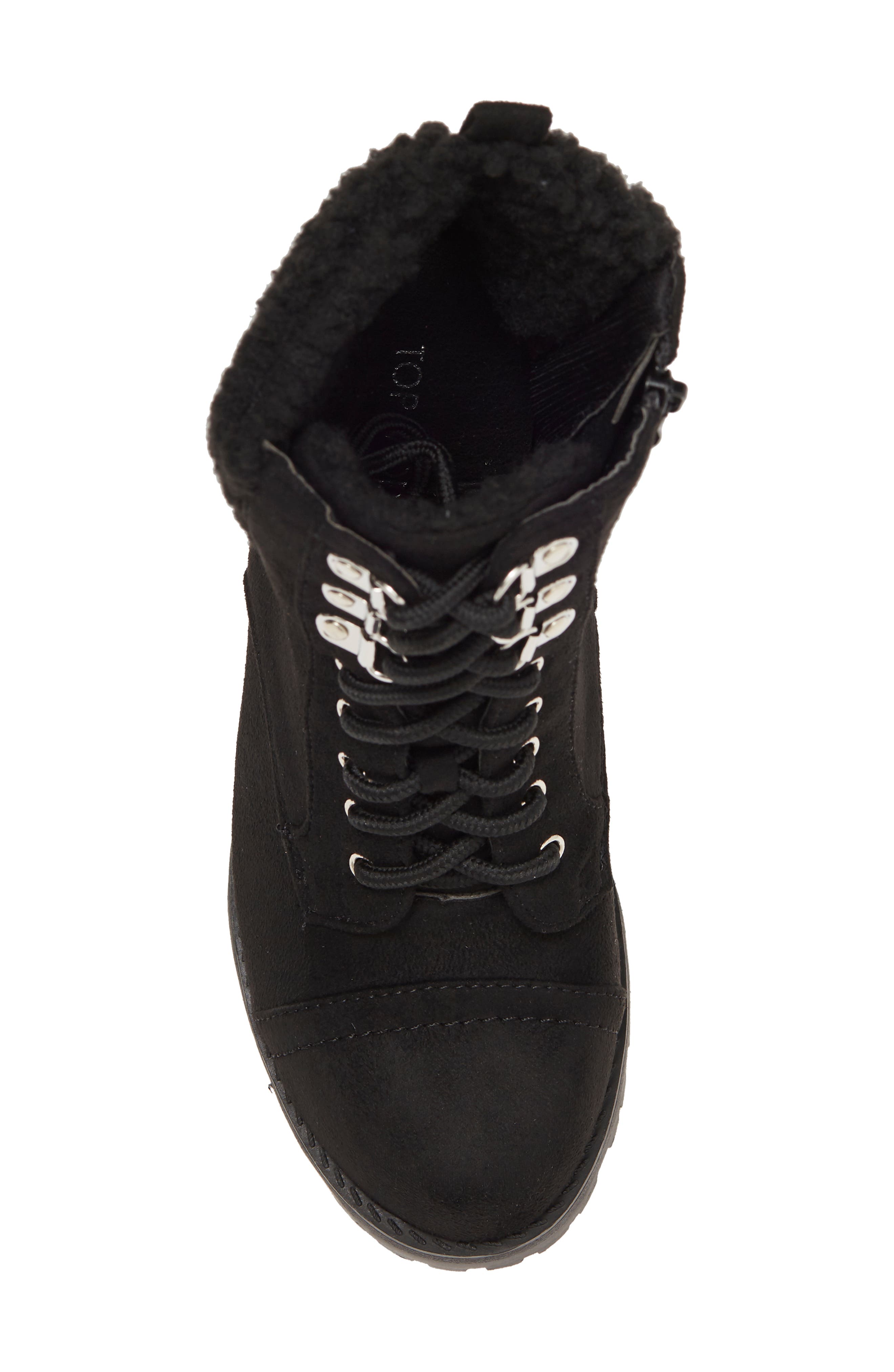 TOP GUY SHOES Sassy Faux Shearling Cuff Lug Sole Bootie, Alternate, color, 