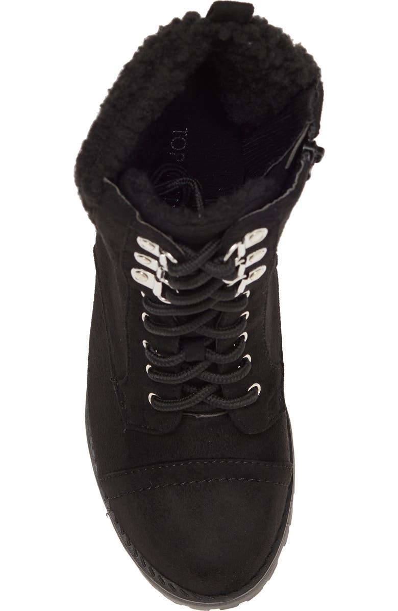 TOP GUY SHOES Sassy Faux Shearling Cuff Lug Sole Bootie, Alternate, color,