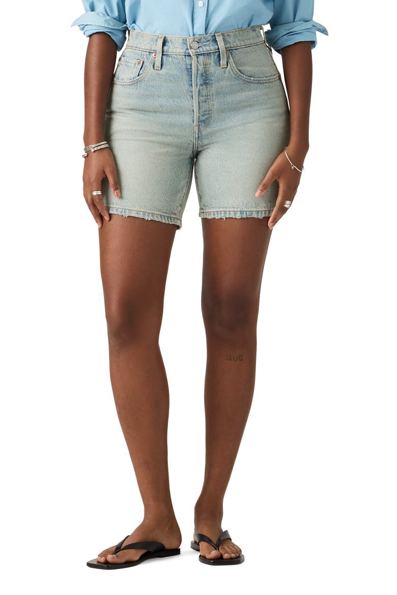 501® High Waist Mid Thigh Denim Shorts, Main, color, DONATE NEXT
