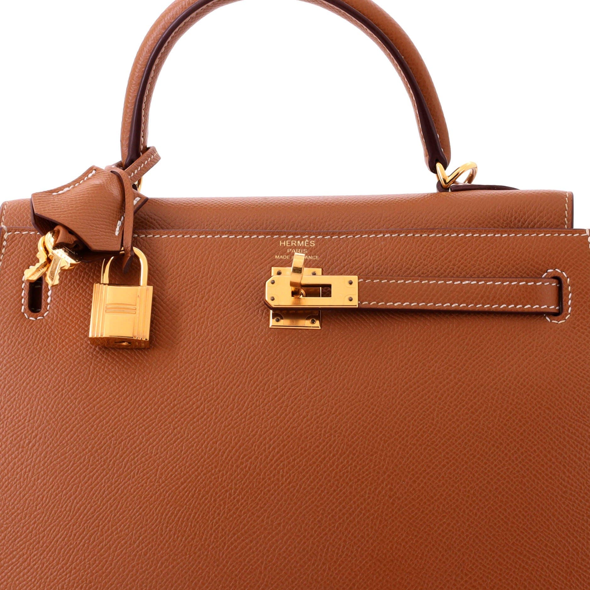 Pre-Owned Hermes Kelly Handbag Brown Epsom with Gold Hardware 25, Alternate, color, Gold