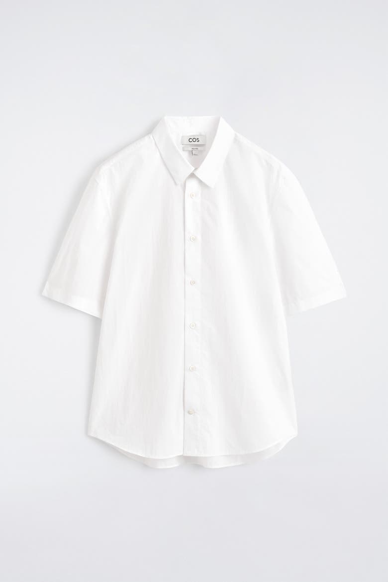 Relaxed Cotton Short-sleeved Shirt, Alternate, color, WHITE
