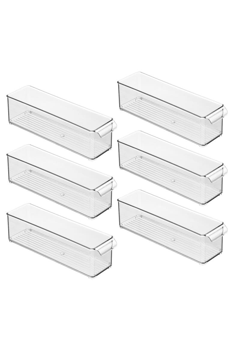Stackable Fridge Storage Bin with Handle, Set of 6, Clear, Made in USA, Main, color, Clear