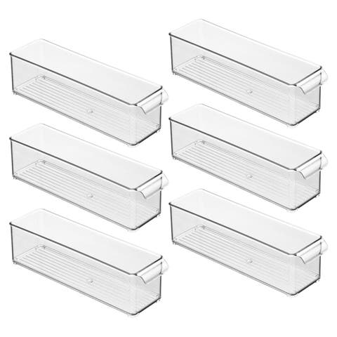 Stackable Fridge Storage Bin with Handle, Set of 6, Clear, Made in USA