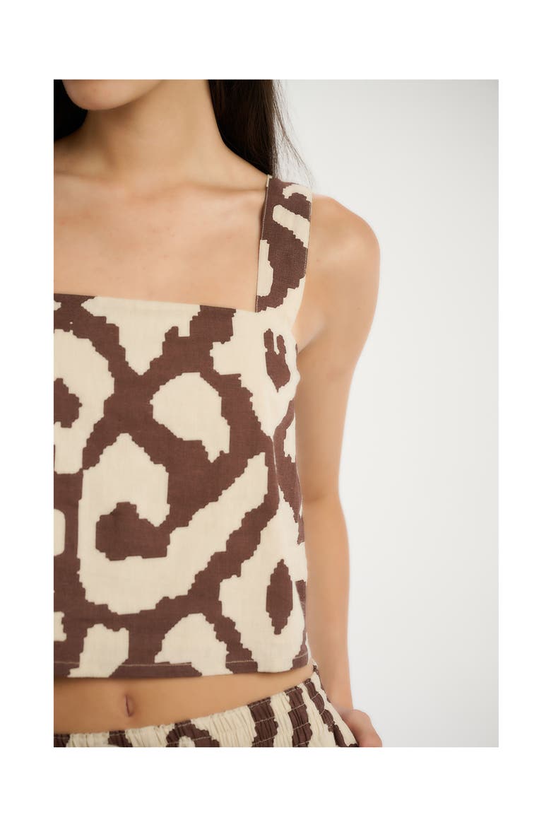 Resort Geo Drift Square Neck Crop Top Cover-Up, Alternate, color, Cream-Brown
