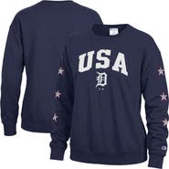 Champion Women's Champion  Navy Detroit Tigers Americana Fleece Crewneck Sweatshirt