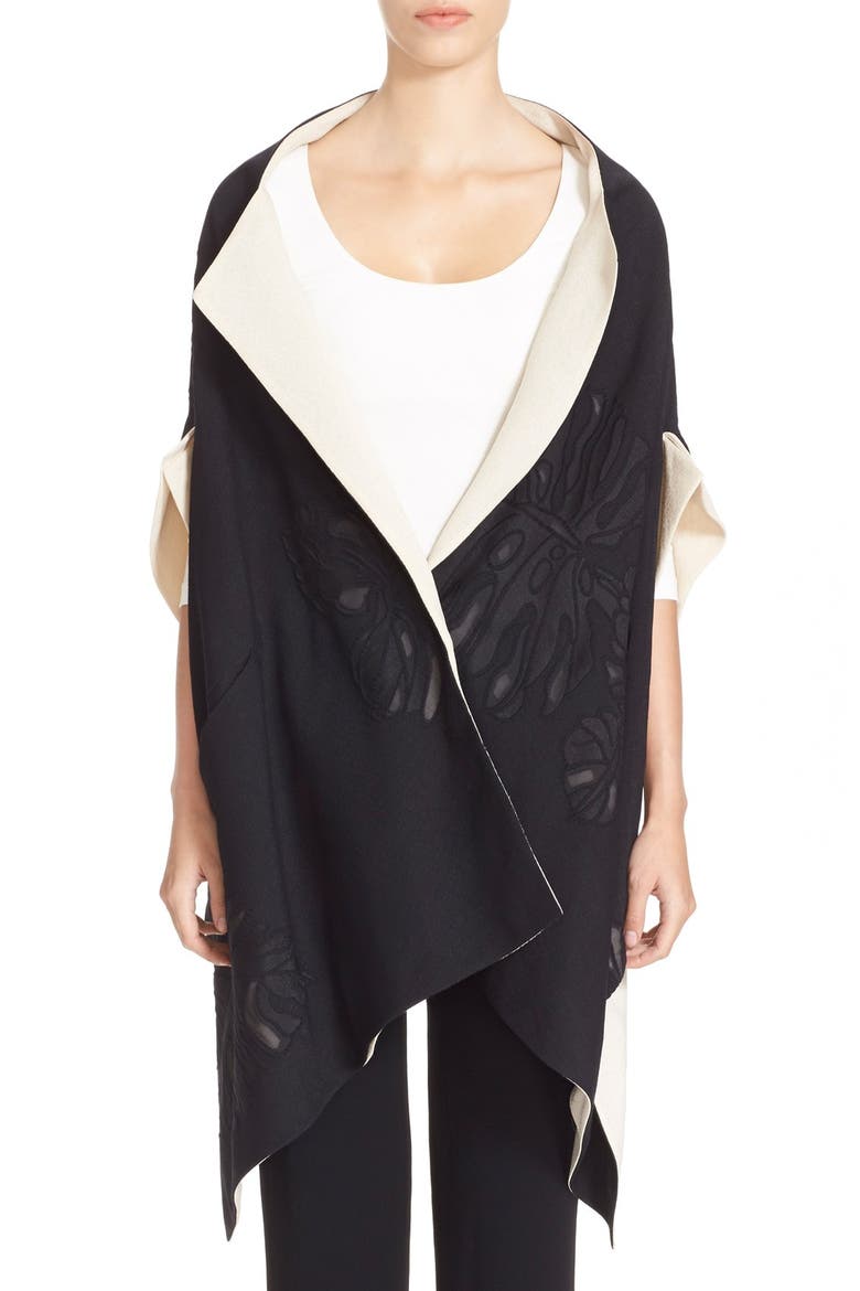 Donna Karan New York Reversible Jacquard Kimono Jacket, Main, color, BLACK-ECRU