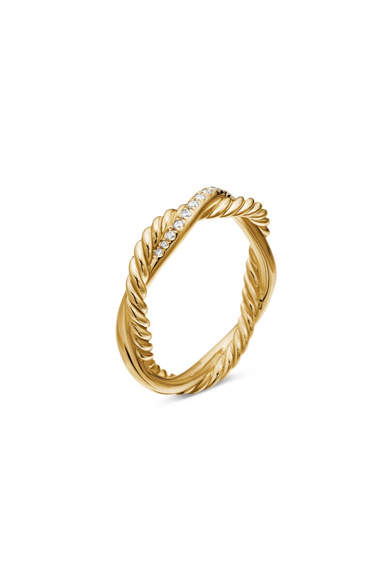 Petite Infinity Twisted Ring in 18K Yellow Gold with Pavé Diamonds, Alternate, color, DIAMOND/ YELLOW GOLD