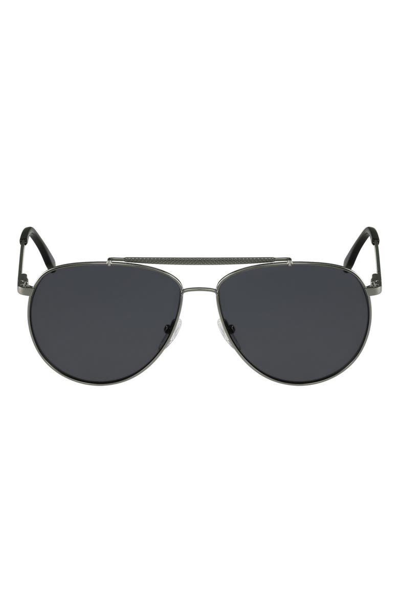Lacoste 59mm Aviator Sunglasses, Main, color, Gunmetal