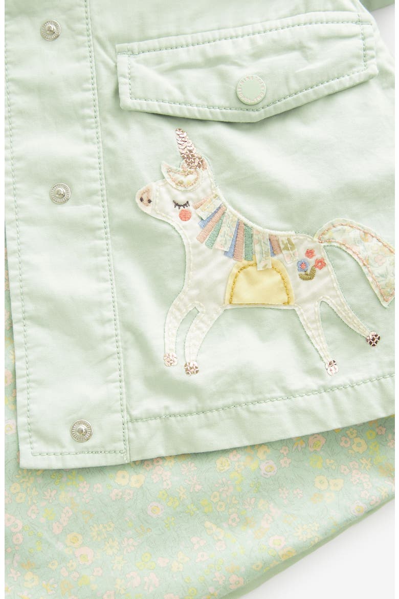 Kids' Embroidered Water Resistant Cotton Hooded Jacket, Alternate, color, SAGE GREEN