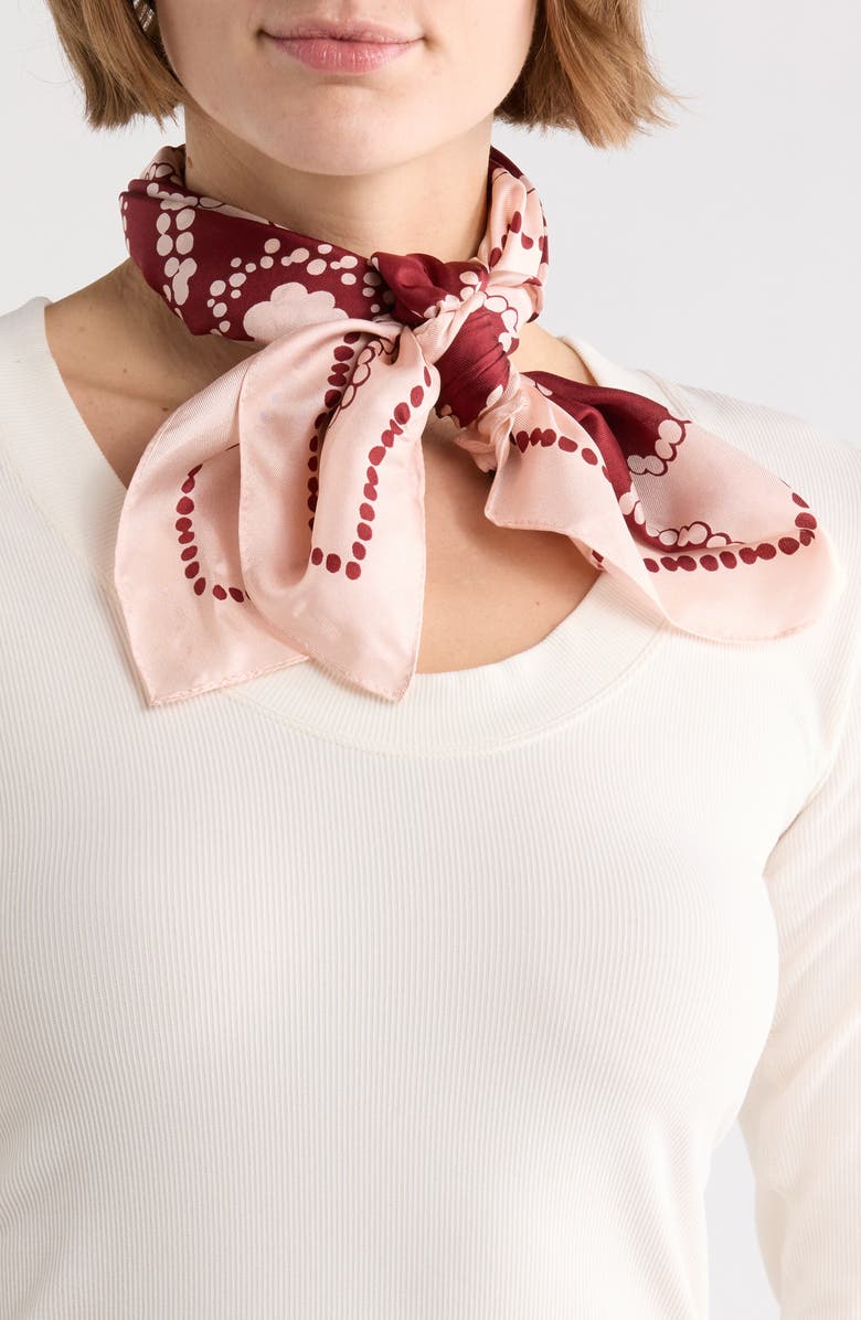 Kate Spade New York pop flower silk square scarf, Main, color, Pink/ Red